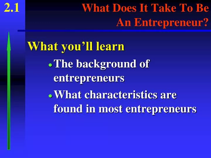 2 1 what does it take to be an entrepreneur