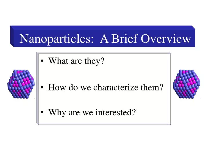 nanoparticles a brief overview