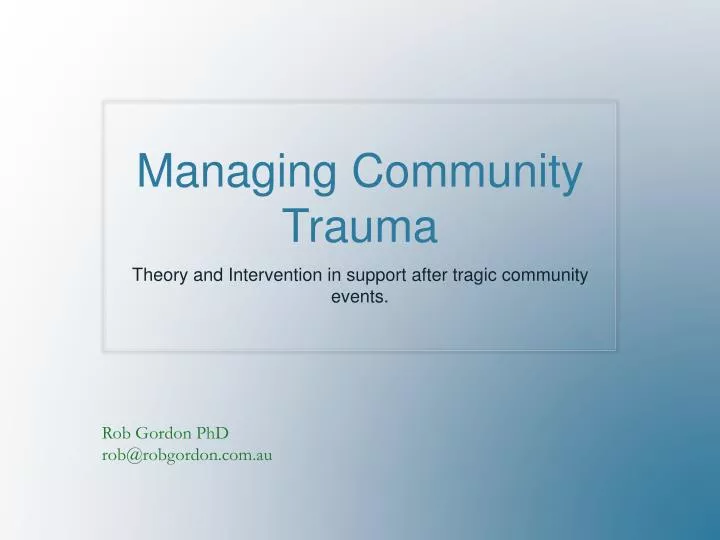 managing community trauma