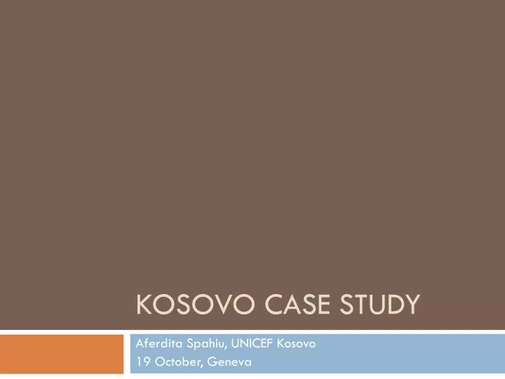 kosovo case study