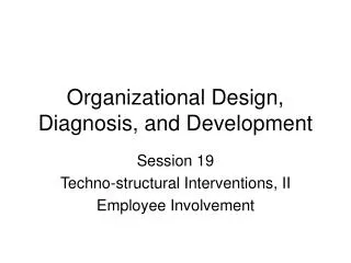 Organizational Design, Diagnosis, and Development