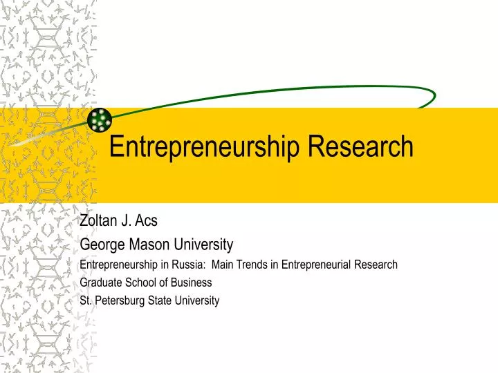 entrepreneurship research