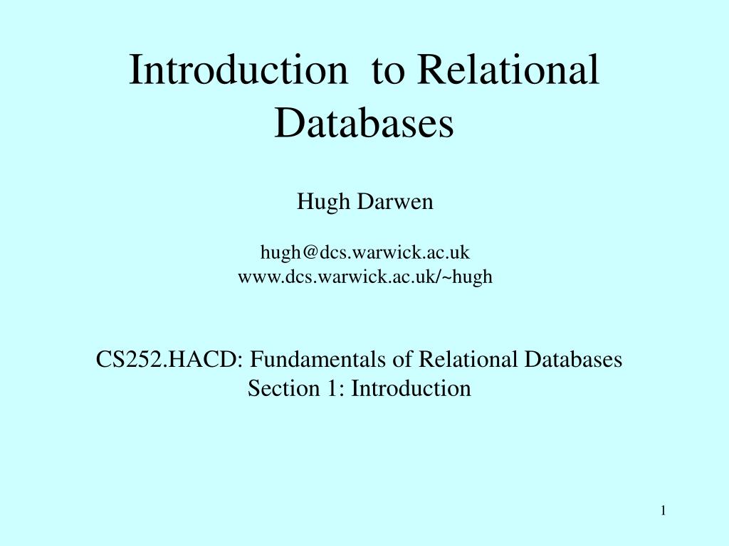 PPT - Introduction to Relational Databases PowerPoint Presentation ...