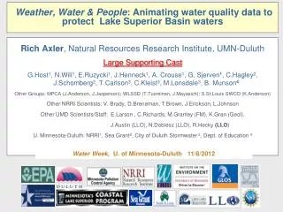 Weather, Water &amp; People : Animating water quality data to protect Lake Superior Basin waters