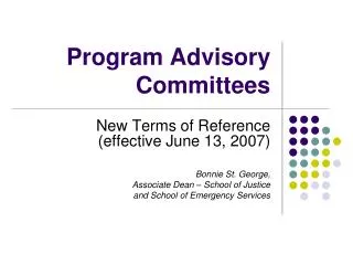 Program Advisory Committees