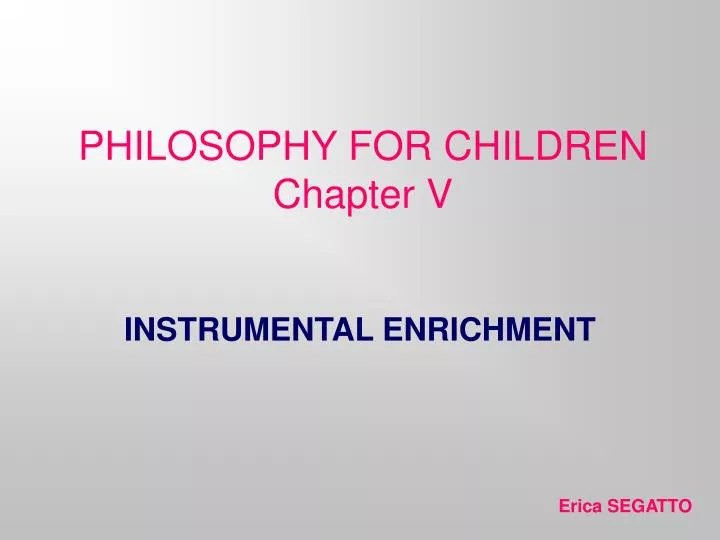 philosophy for children chapter v