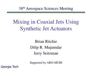 Mixing in Coaxial Jets Using Synthetic Jet Actuators