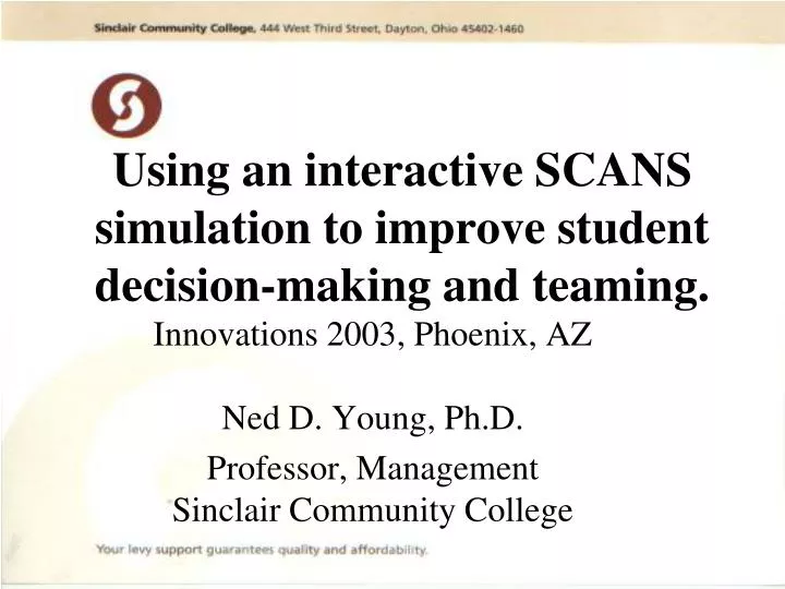 using an interactive scans simulation to improve student decision making and teaming
