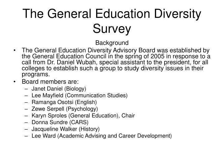 the general education diversity survey
