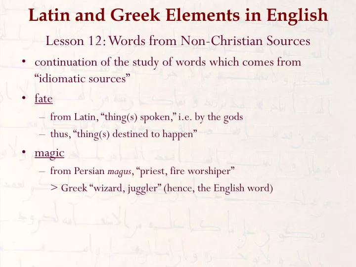 latin and greek elements in english