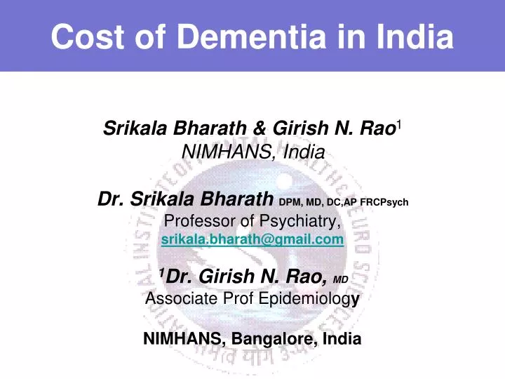 cost of dementia in india
