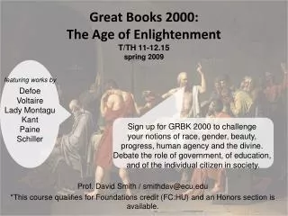 Great Books 2000: The Age of Enlightenment T/TH 11-12.15 spring 2009