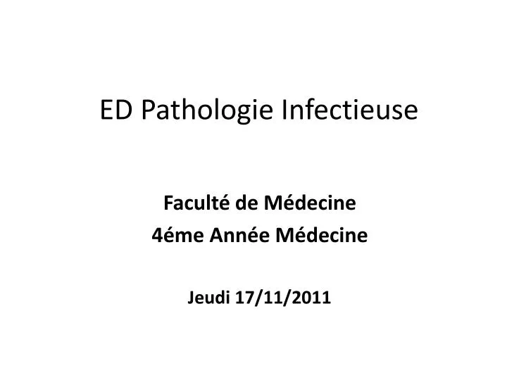 ed pathologie infectieuse