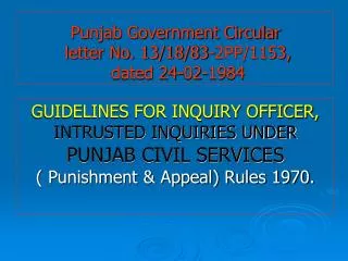 Punjab Government Circular letter No. 13/18/83-2PP/1153, dated 24-02-1984