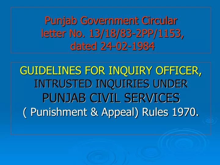 punjab government circular letter no 13 18 83 2pp 1153 dated 24 02 1984
