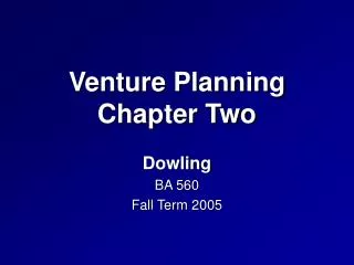 Venture Planning Chapter Two