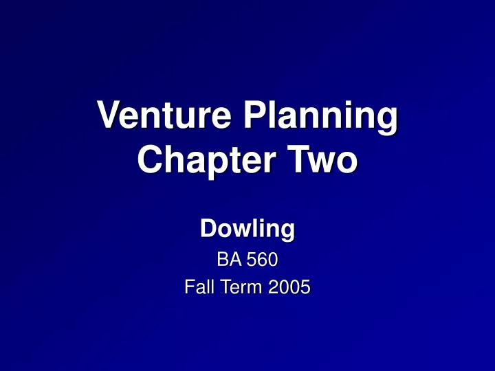 venture planning chapter two