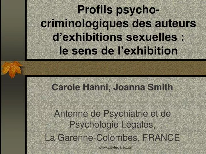 profils psycho criminologiques des auteurs d exhibitions sexuelles le sens de l exhibition