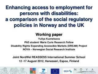 Enhancing access to employment for persons with disabilities: a comparison of the social regulatory policies in Norw