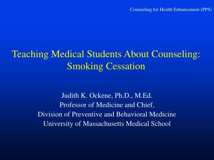 teaching medical students about counseling smoking cessation
