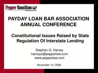PAYDAY LOAN BAR ASSOCIATION ANNUAL CONFERENCE