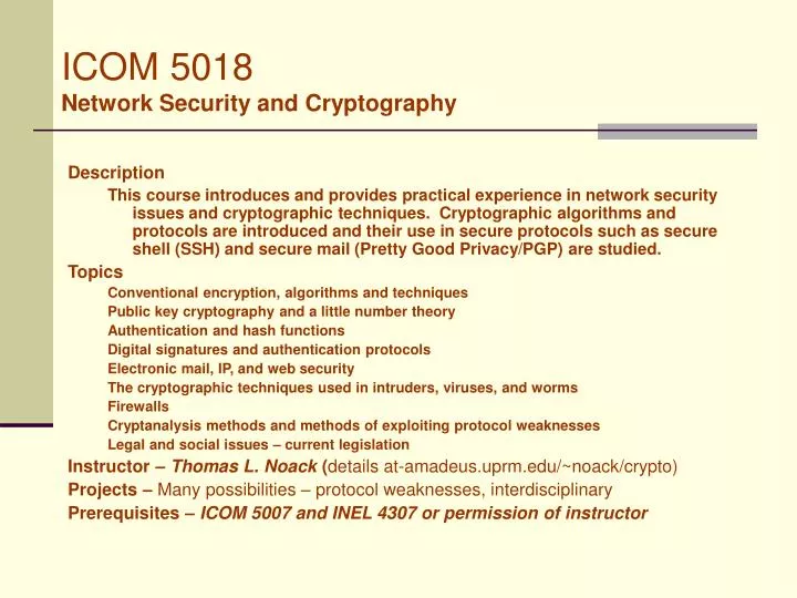 icom 5 018 network security and cryptography