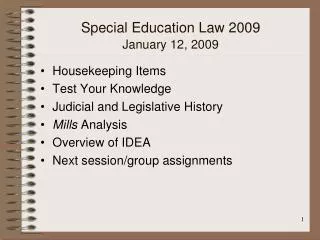Special Education Law 2009 January 12, 2009