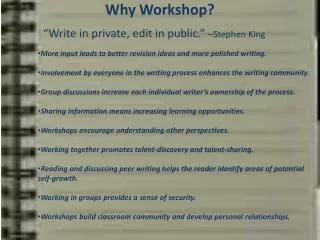 Why Workshop?