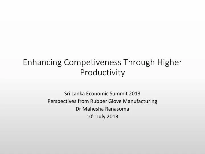 enhancing competiveness through higher productivity