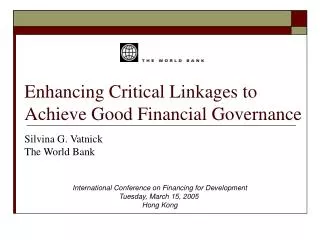 Enhancing Critical Linkages to Achieve Good Financial Governance