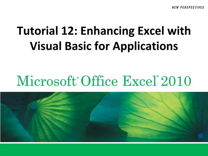 tutorial 12 enhancing excel with visual basic for applications