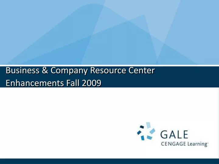 business company resource center enhancements fall 2009