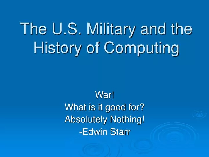 the u s military and the history of computing