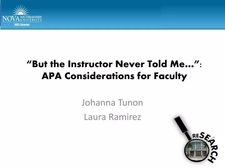 but the instructor never told me apa considerations for faculty