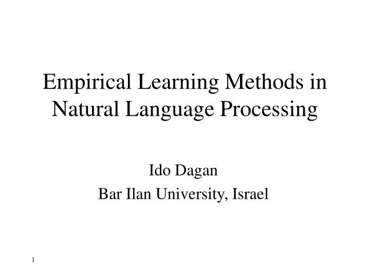 empirical learning methods in natural language processing