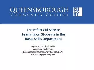 The Effects of Service Learning on Students in the Basic Skills Department