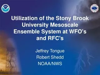 Utilization of the Stony Brook University Mesoscale Ensemble System at WFO's and RFC's