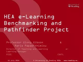 HEA e-Learning Benchmarking and Pathfinder Project