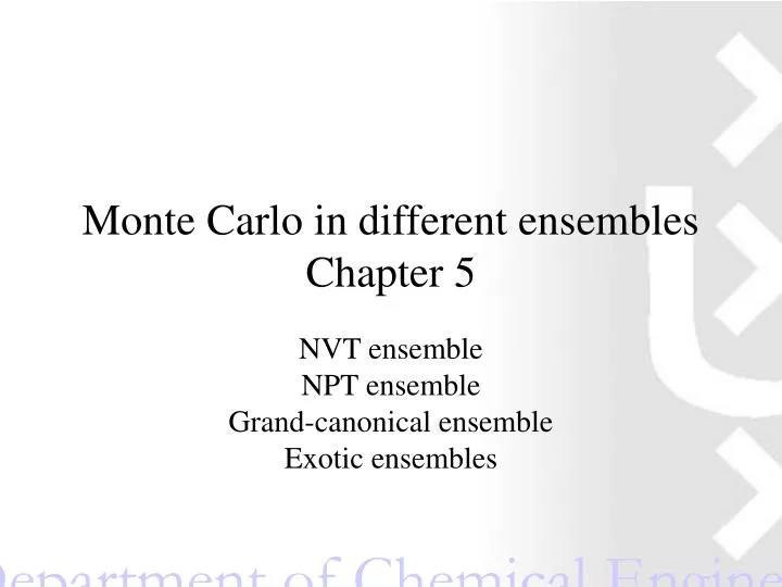 monte carlo in different ensembles chapter 5