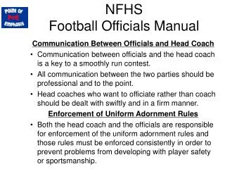NFHS Football Officials Manual
