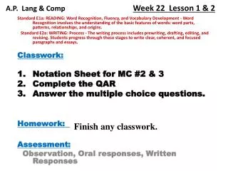 A.P. Lang &amp; Comp Week 22 Lesson 1 &amp; 2
