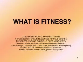 WHAT IS FITNESS?