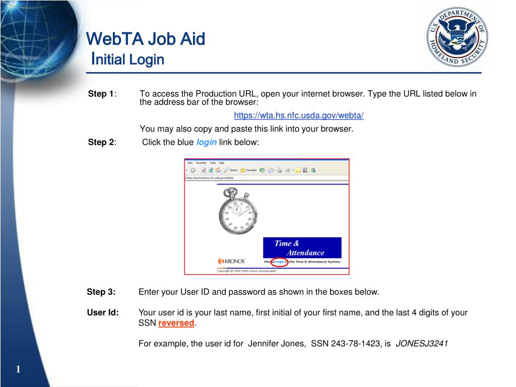 PPT - WebTA Job Aid I nitial Login PowerPoint Presentation, free ...