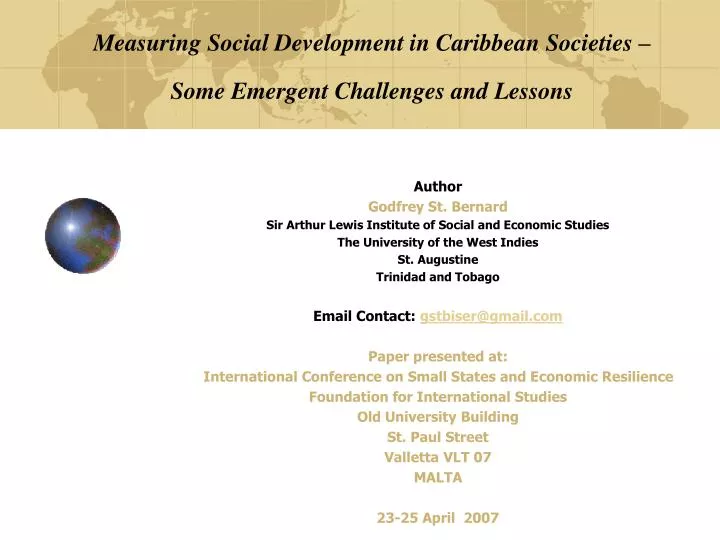 measuring social development in caribbean societies some emergent challenges and lessons