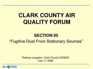 CLARK COUNTY AIR QUALITY FORUM
