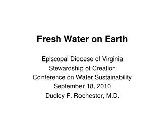 Fresh Water on Earth