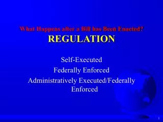 What Happens after a Bill has Been Enacted? REGULATION