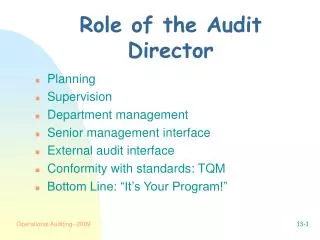 Role of the Audit Director