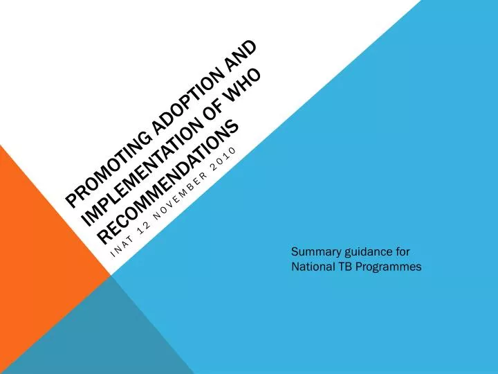 promoting adoption and implementation of who recommendations