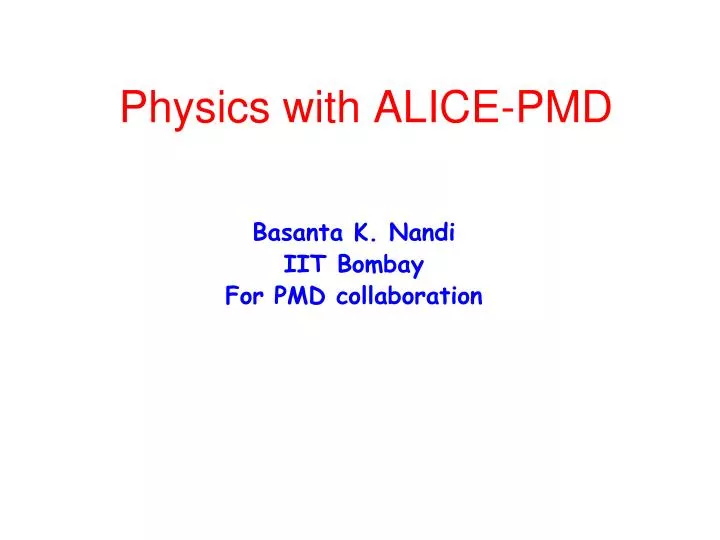 physics with alice pmd